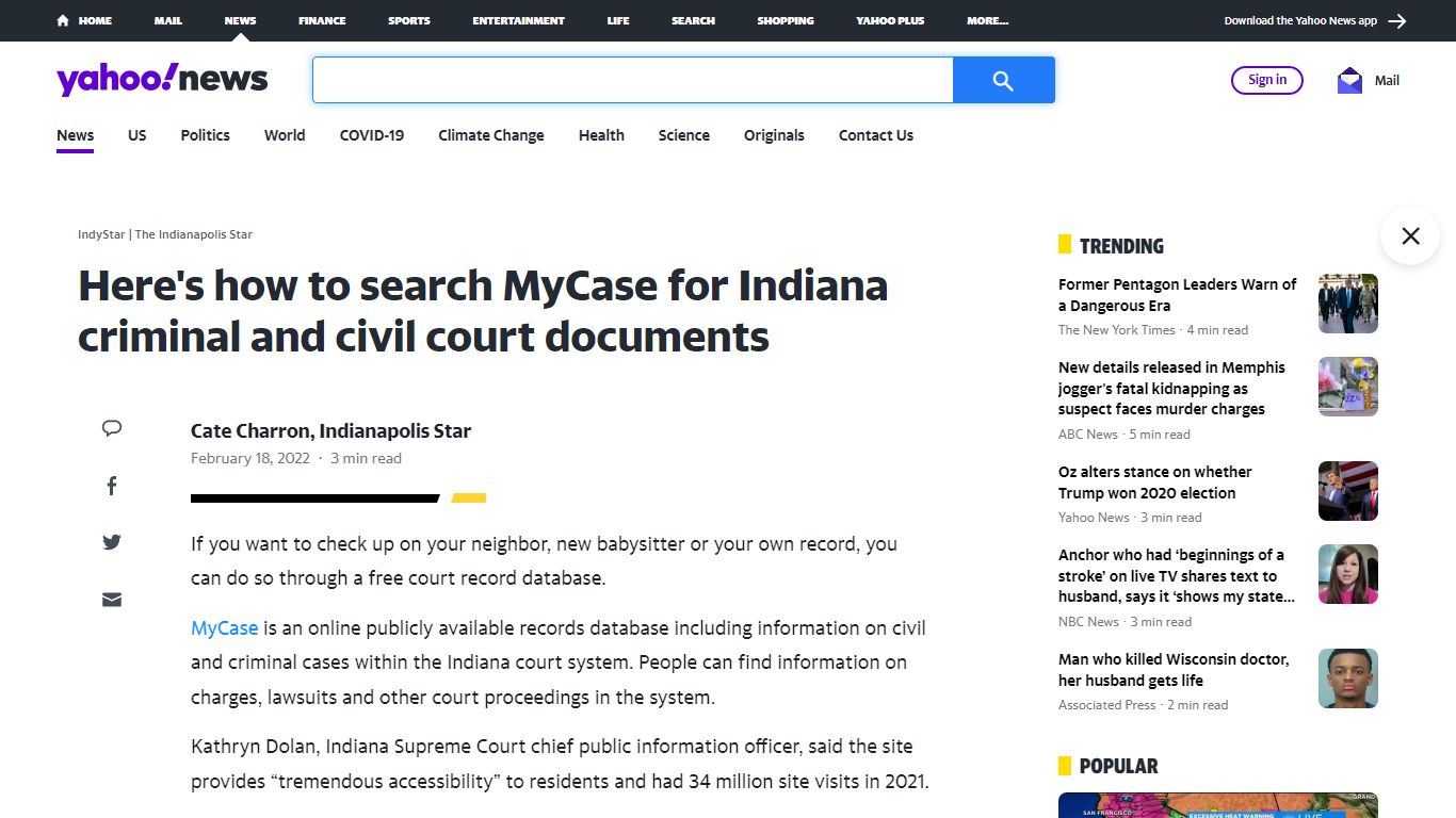 Here's how to search MyCase for Indiana criminal and civil court documents